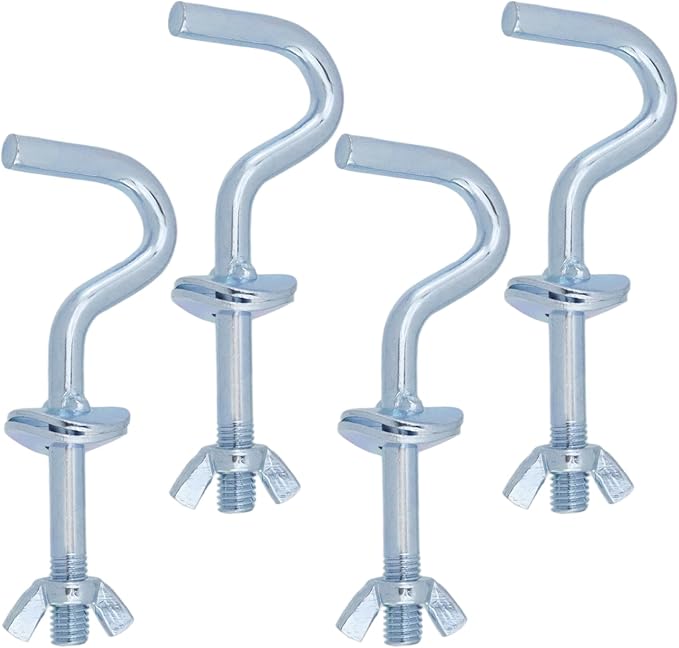 Wealrit 4 PCS Hammock Stand Hook Heavy Duty Hooks Hardware Kit, Hammock Replacement Hooks Accessories for Patio, Garden, Swing Chair (4.72" Length)-Style 01