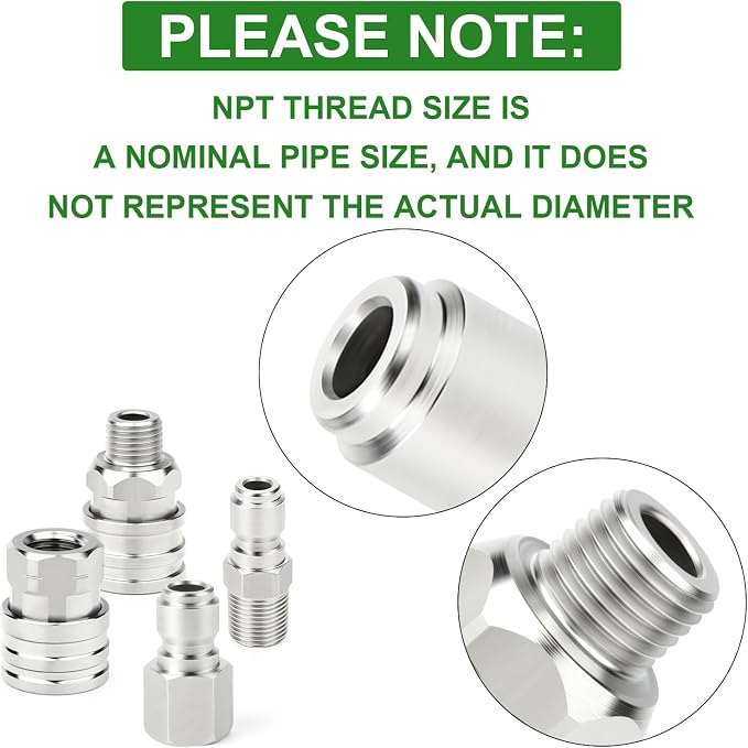 TAISHER 1PCS 304 Stainless Steel Pressure Washer Adapter Kit, NPT Quick Connect Fittings, 1/4" NPT Thread