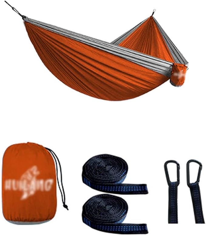 BNEI Camping Hammock - Portable Canvas Hammock, Breathable and Comfortable, with a Load Capacity of 300kg, Suitable for Outdoor, Patio, Terrace (Orange)