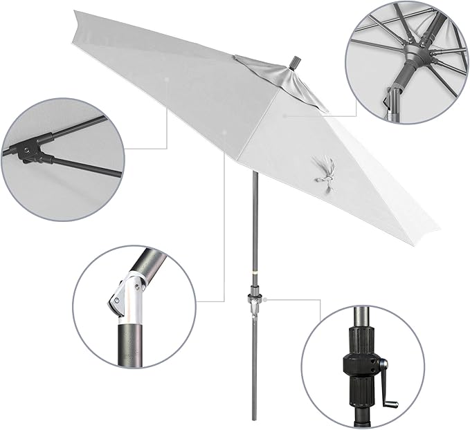 California Umbrella Crank Lift, Collar Tilt, Aluminum Pole