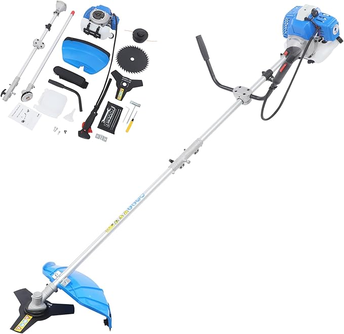 Brush Cutter, 2-Stroke 25.4CC 10000RPM Gas Lawn Edger Single Cylinder Air Cooled Weed Wacker Multifunction Weed Eater Aluminum Gas Powered Weed Trimmer Garden Trimmer w/0.2 Gal Fuel Tank Capacity
