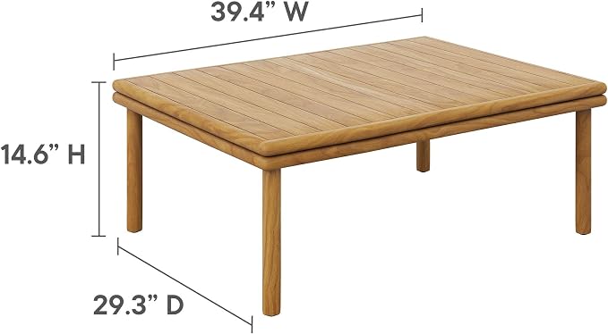 Modway Wren Teak Wood Outdoor Patio 4 Piece Furniture Set in Natural Flint Gray