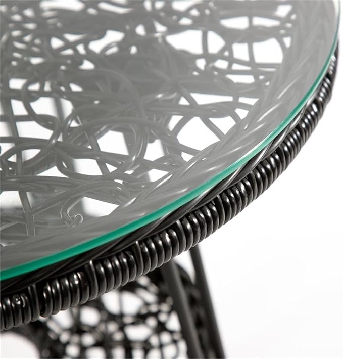 Furniture of America Muse & Lounge Co. Serene Wicker/Rattan Round Outdoor Coffee Table in Black