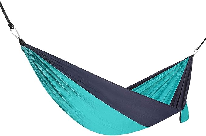 Camping Hammock Bed Portable Hammock Swing Chair Lightweight Nylon Fabric Easy to Assemble with Straps for Summer Camping Travel Garden Hammock Swing (Color : Blue)