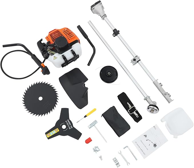 2-Stroke Gas Weed Trimmer, 42.7CC 1.25KW 6500RPM Gas Powered Weed Wacker Multi Yard Care Tools Hedge Trimmer Brush Cutter Blade with Trimming Heads for Forests Gardens Parks(42.7CC,1.25KW,6500RPM)