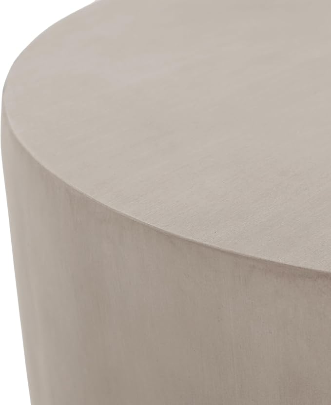 Outdoor Side Table 16" U-Shape Shape Concrete Side Table, Patio Tables for Outside Decorative Garden Stools, No Assembly Accent Table for Patio Porch Living Room, Grey