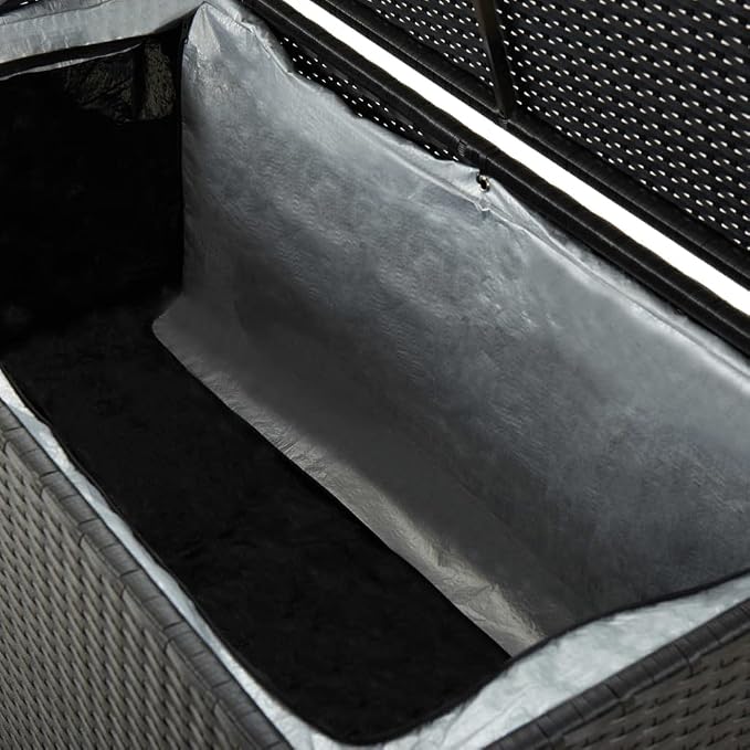 Patio Storage Box, Deck Box Outdoor Storage Box Outdoor Storage Bench Delivery Boxes For Outside Suitable For Patios Backyard Pool Gardens Poly Rattan 39.3"x19.6"x19.6" Black