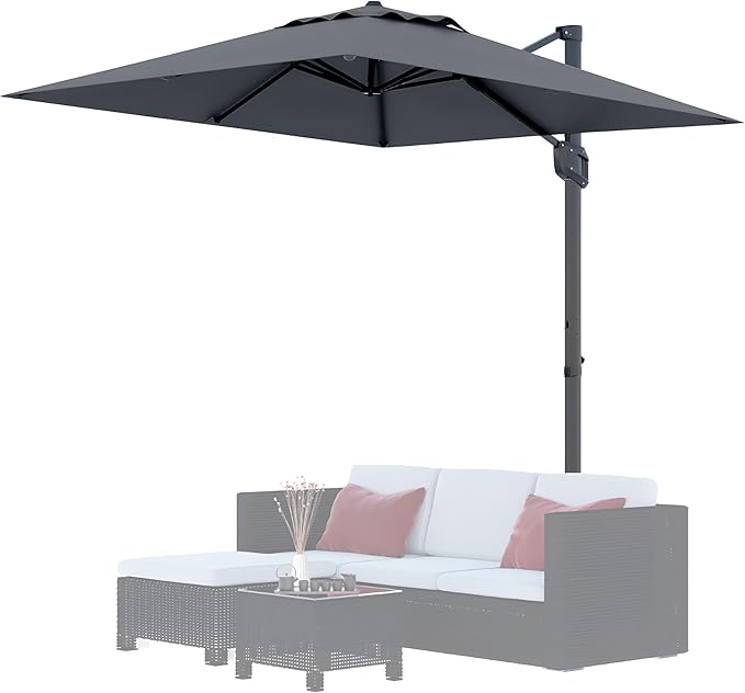 Garvee 10' x 10' Heavy Duty Square Cantilever Umbrella, Aluminum Offset Outdoor Patio Umbrella with 360-Degree Rotation for Backyard, Deck, Pool