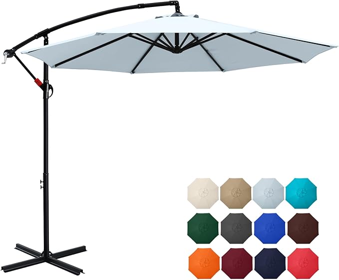 ABCCANOPY 10FT Cantilever Patio Umbrellas, Light Gray