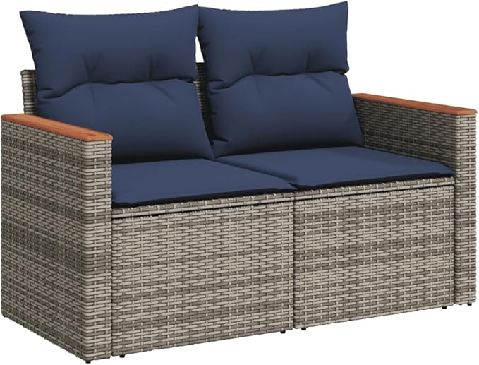 vidaXL Patio Sofa Set with Cushions 11 Piece, Outdoor Sectional Sofa Couch, Patio Conversation Set for Garden Backyard, Gray Poly Rattan
