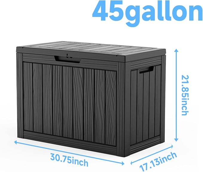 ROJIK 54 Gallon Outdoor Deck Box, Resin Waterproof Storage Box, weatherproof Deck Boxes Outdoor, Sturdy Deck Box for Furniture Cushions & Gardening Tools (Black)