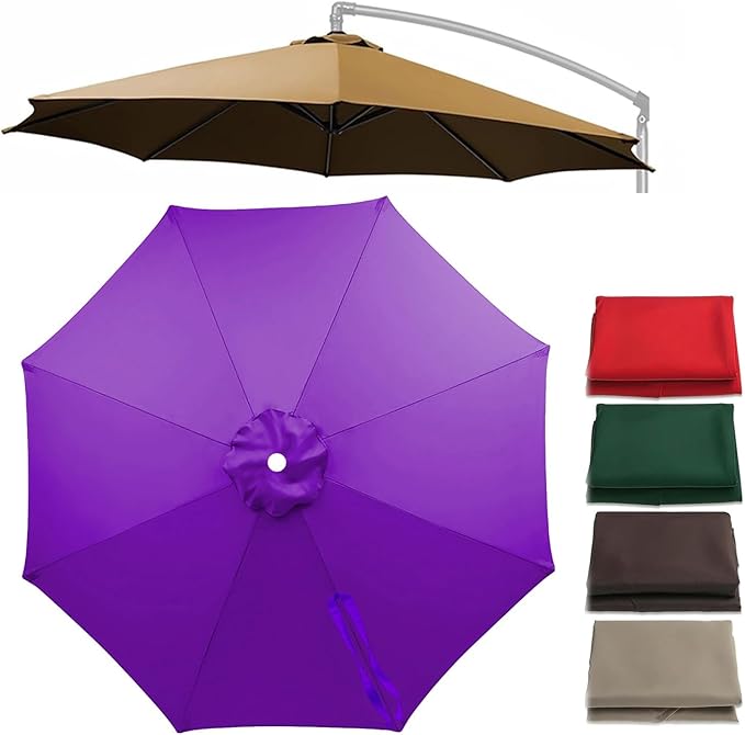 Cantilever Umbrella Replacement Canopy 7.5ft/9ft/10ft/11ft 6/8 Ribs, Fade Resistant Outdoor Offset Patio Umbrella Fabric Cover, Waterproof Shade Top for Deck