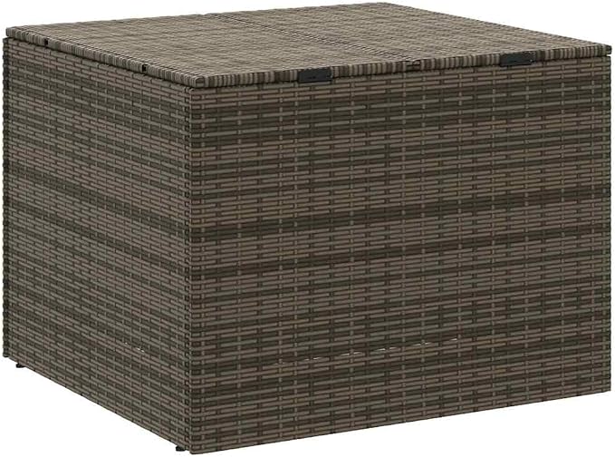 Grey 291L Outdoor Garden Storage Box, PE Rattan with Powder-Coated Steel Frame for Patio Cushions and Tools