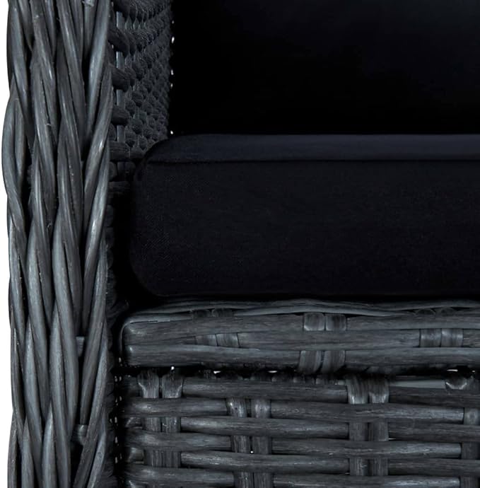 3 Piece Patio Lounge Set with Cushions Poly Rattan Dark Gray, Outdoor Patio Sectional, Outdoor Sofa Set, Furniture Conversation Sets, Outdoor Porch Furniture for Balcony, Yard