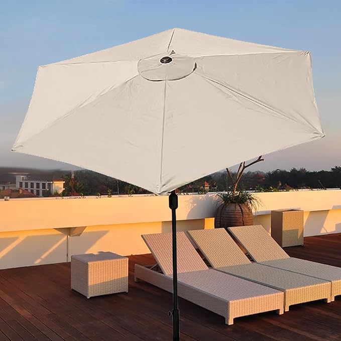 IUIBMI 10Ft Patio Umbrella Replacement Canopy 6 Ribs, Outdoor Umbrella Canopy with 6 Ribs Table Market Yard Umbrella Replacement Top Cover for Backyard Garden Beach (Canopy Only)