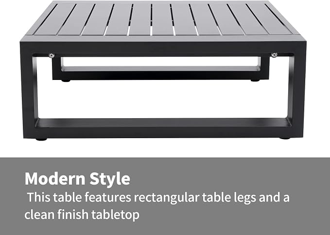 Outdoor Side Table Patio Aluminum Square End Table for Bistro Cafe Patio Small Coffee Table with Slat Top,Grey Frame