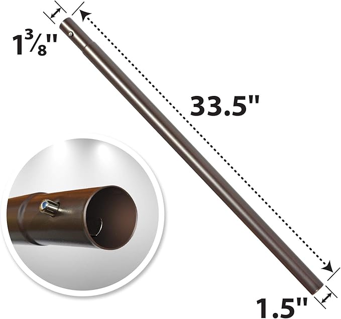 BenefitUSA 1.5" Diameter Patio Umbrella Replacement Lower Pole with Bullet Buckle(33.5“L x 1.5''(Dia))