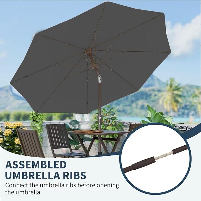 PatioKingdom 11FT Patio Umbrella,Outdoor Umbrella with Push Button Tilt and Crank,Market Table Umbrella with 8 Sturdy Fiberglass Ribs UV Protection