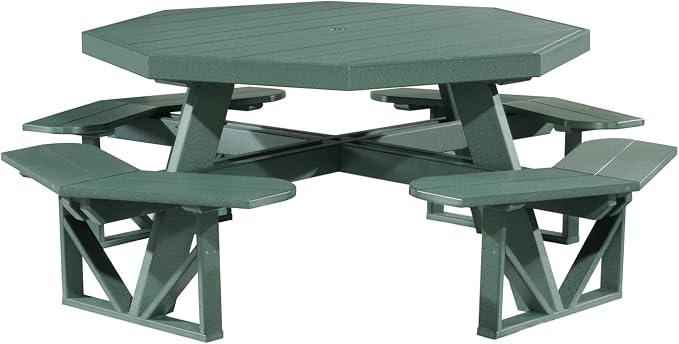 Furniture Barn USA Poly Lumber Octagon Picnic Table, Green