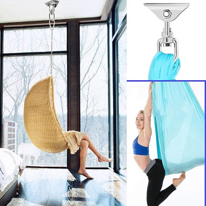 Hammock Hanging Kit, 1000 lb Capacity Heavy Duty 360° Rotate Swing Ultra Durable Hooks for Swing, Chair, Yoga, Multiple Indoor Outdoor Gym