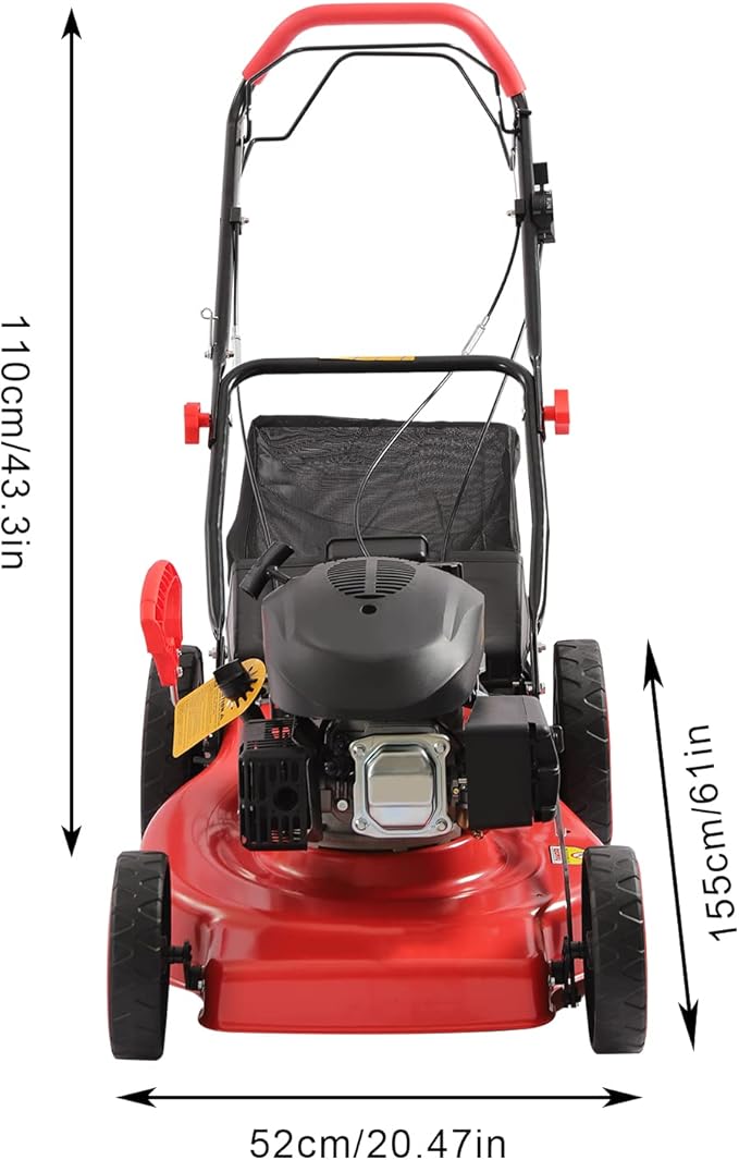Gas Powered Self-Propelled Lawn Mower with Bag - 3-in-1, 4-Stroke Engine, 20-inch Cutting Width, 8 Adjustable Heights - Ideal for Small to Medium Sized Yards