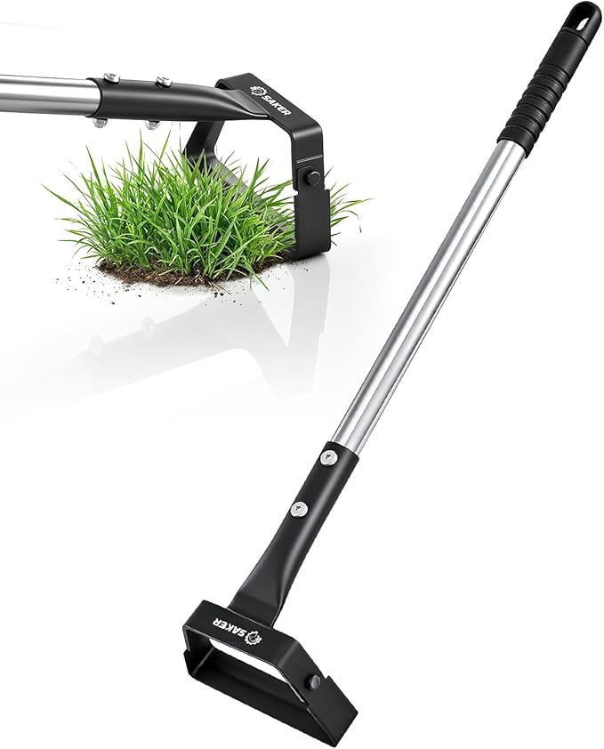 Saker Mini Stirrup Hoe for Precision Weeding, Garden Hula Hoe Tool with Hollow Trapezoid Blade for Raised Beds, Greenhouse & Small Spaces