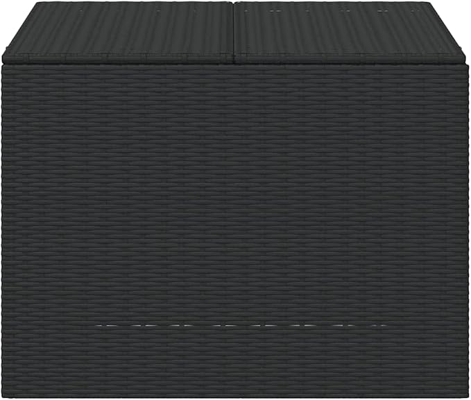 vidaXL Garden Storage Box, Outdoor Cushion Storage Box with Lid, Patio Furniture, Toy Chest, Modern Style, Black 76.9 Gal Poly Rattan