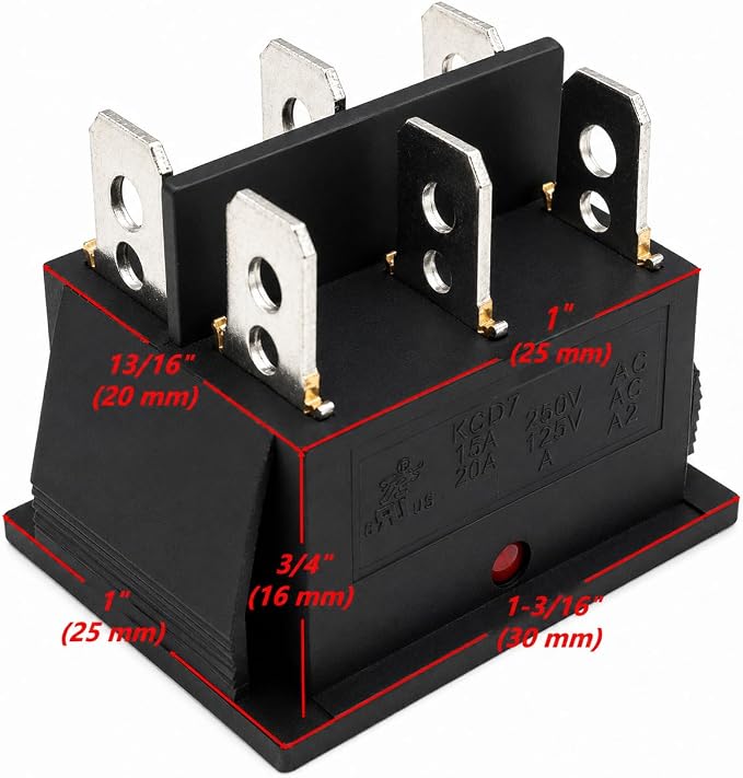 Direct Replacement 6 Pin On Off Black Switch Rocker for Predator 1800W 4000W 4375W 6500W for Champion 3500/4000W Open Frame Inverter Generator for Generac 0H3375028 Manual Recoil Start