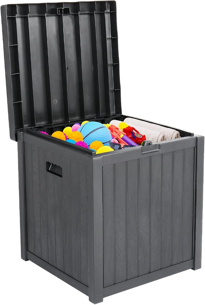 51 Gallon Outdoor Garden Storage Deck Box Outside Storage Waterproof Box Patio Chest for Tools, Cushions, Toys, and More Durable PP Plastic Assembly Hardware Included 51 Gal Capacity Grey