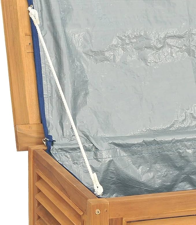 Wooden Patio Storage Box with Bag, Outdoor Box for Patio Furniture Cushion Storage, Wood Deck Box Storage Container with PE Bag Tool Organizer, 68.9"x19.7"x20.9"
