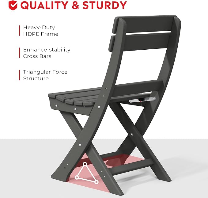 Costaelm Outdoor Bistro Table and Chairs Set of 2, Round Portable Folding Bar Height Barstool Set of 3, Tall Balcony Pub High Top Table 3 piece Patio Set for Deck, Backyard, Garden, Gray