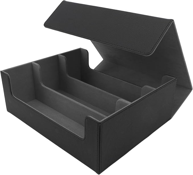 Card Deck Box, 3 Rows Card Storage Box/Cover Large Capacity Magnetic Closure PU Leather/Cover for Game Cards (#1)