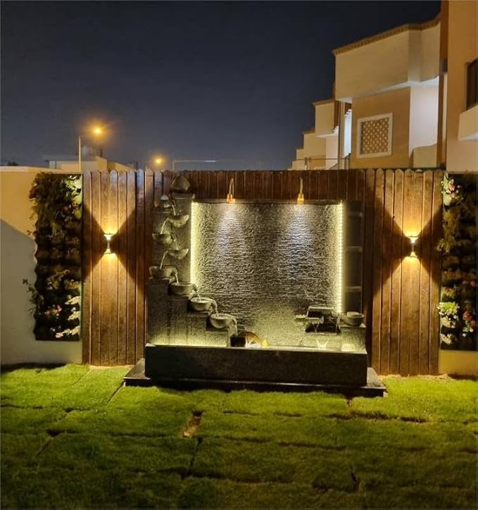 6.6 ft Outdoor Rockery Fountain Retro Yard Garden Home Villa Decoration Large Fountain Waterfall Concrete Fountains Housewarming Gift(5.3ft high)