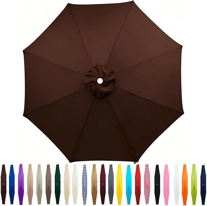 Outdoor Patio Umbrella Replacement Canopy 7.5ft/9ft/10ft/11ft 6/8 Ribs, Cantilever Offset Patio Umbrella Fabric Cover Resistant Waterproof Shade for Table Pool