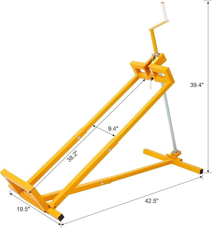 Foldable Lawn Mower Lift for Riding Tractors, Portable Lawn Mower Jack Lift Zero Turn & Telescoping Lawns Tractor Lifts with Adjustable Height/Manual or Power Handles, 880 LBS Capacity (Yellow)