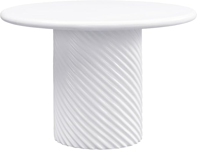 Christopher Knight Home Modern Roski 43" Round Outdoor Dining Table, Modern Patio Dining Table for 4, Lightweight Concrete Patio Coffee Table, MGO Garden Dining Table with Ribbed Base, White