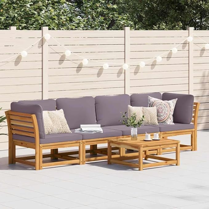 vidaXL Patio Lounge Set with Cushions 4 Piece, Outdoor Conversation Set, Sectional Sofa for Garden Backyard, Outdoor Sofa Set, Solid Wood Acacia
