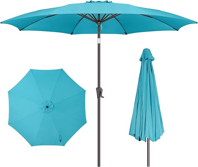 10ft Outdoor Patio Umbrella - Table Umbrella Waterproof UV Protection, Sombrillas de Patio with Push Button Tilt, Sun Umbrella for Pool, Porch, Garden, Deck, Backyard (Aqua Blue)