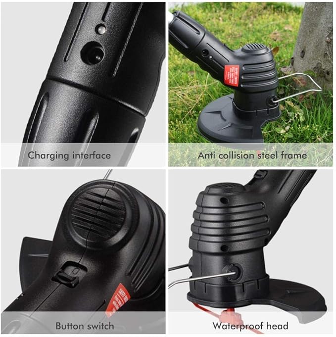Electric Weed Wacker Cordless Stringless Garden Tool Cordless Lawn Trimmer Cordless Rechargeable Grass Trimmer String Grass Trimmer with 20 Blades for Garden Lawn Weeding (USB Charging)