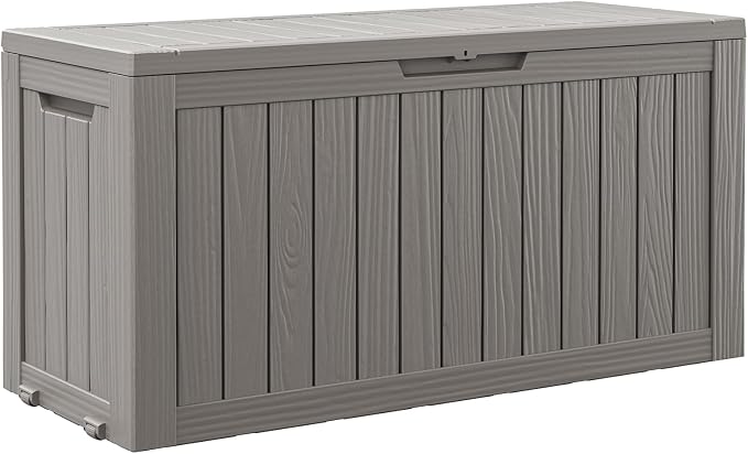 Bifanuo Outdoor Storage Box Waterproof, Resin Deck Box with Lockable Lid，Patio Storage Box Indoor and Outdoor Use for Cushions, Garden Tools & Package Delivery, UV Resistant (Grey, 72 Gallon)