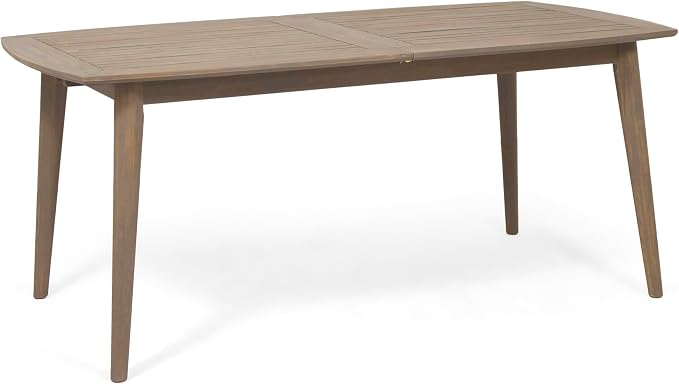Outdoor Extendable Acacia Wood Patio Dining Table(71-94.5 inch)(Gray)