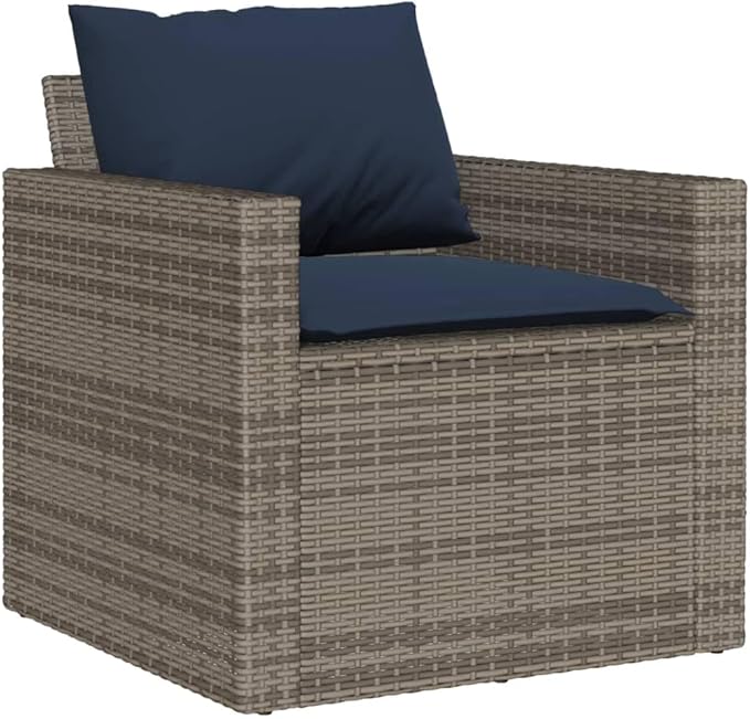 6 Piece Patio Sofa Set with Cushions, Porch Furniture Set Patio Conversation Set Sectional Sofa Garden Lounge Set for Piazza Poolside Negotiation Area Exhibition Gray Poly Rattan