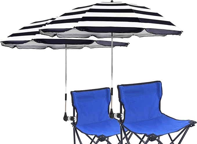 Beach Chair Umbrella with Universal Clamp,360° Adjustable Sunshade Umbrella,Clip on Parasols for Patio,Wheelchairs,Golf Carts