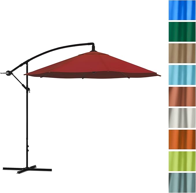 10 Ft Offset Cantilever Patio Umbrella - Fade-Resistant Shade Umbrella Outdoor Patio Canopy with Cross Base for Garden, Lawn, Deck, Yard or Pool by Pure Garden