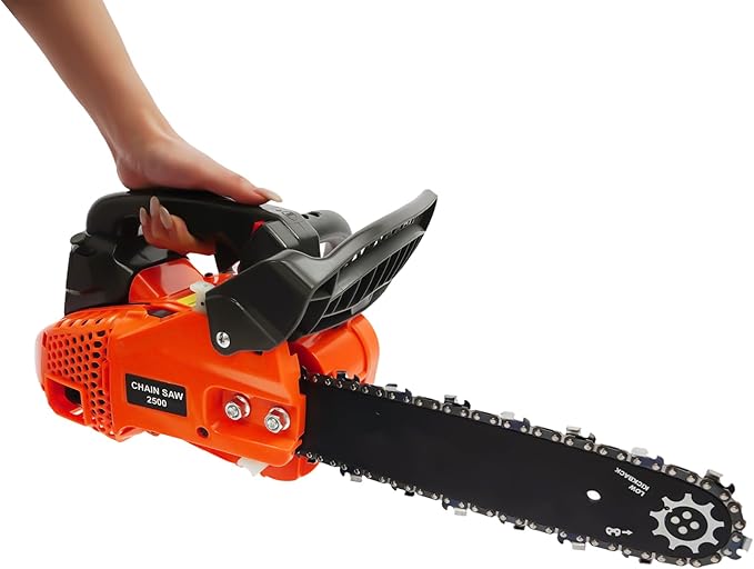 12 Inch Top Handle Chainsaw, 25.4cc 2-Stroke Gas Powered Motorized Saw, Lightweight Arborist Chainsaw with Easy Start System for Tree Pruning, Limbing and Farm Garden Clearing