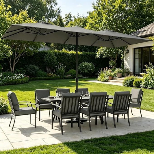 ALAULM 14FT Waterproof Patio Umbrella Outdoor Reversible Rectangular Large Market Umbrella