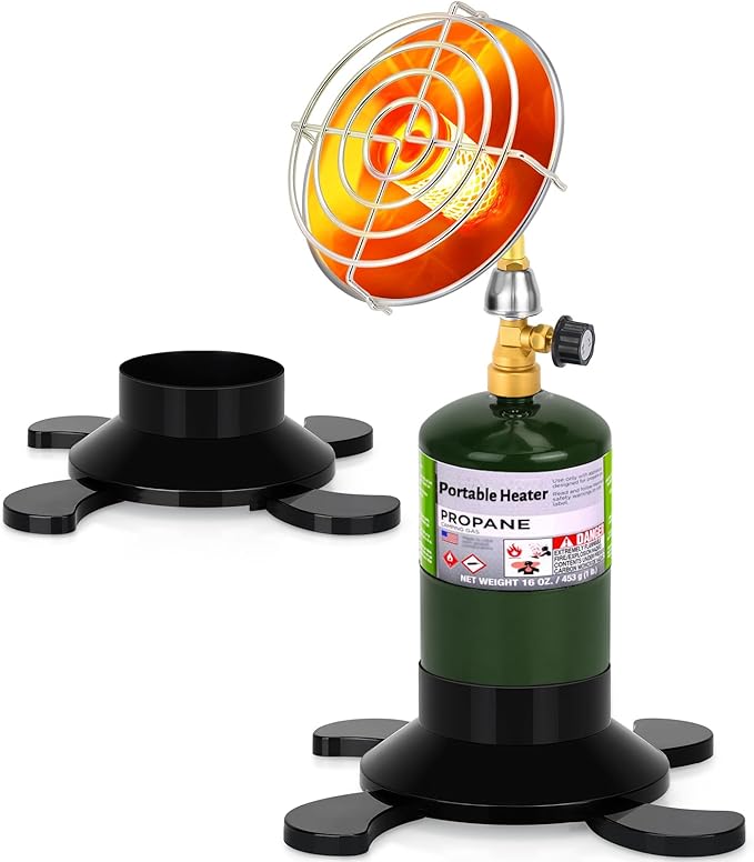 Portable Propane Heater for Outdoor Camping - Cordless Space Patio Heater with Control Valve & Foldable Tank Holder, Tent Heater for Winter Hiking Ice Fishing Hunting