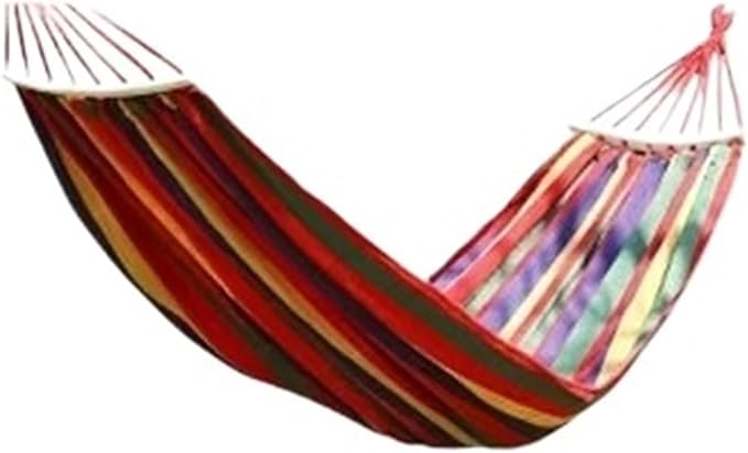 Canvas Hammock Outdoor Thickened Anti-Rollover Sleeping Swing Hanging Tree Camping(Wood red widening)