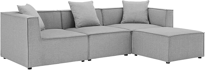 Modway EEI-4380-GRY Saybrook Patio Upholstered 4-Piece Sectional Sofa in Gray