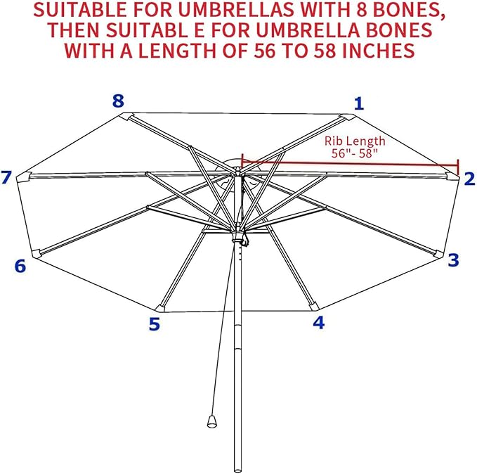 10ft Patio Umbrella Replacement Canopy 8 Ribs, Waterproof & Fade Resistant Market Umbrella Cover, Thickened Polyester Fabric for Backyard, Garden and Pool (Canopy Only) (Purple)